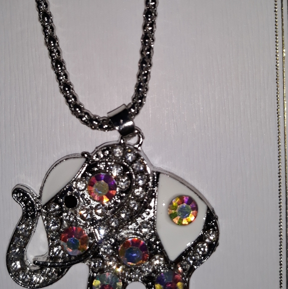 Elephant Necklace BlueTeal Silver CZ fashion post earring Fashion Kids Womens… - Picture 8 of 15